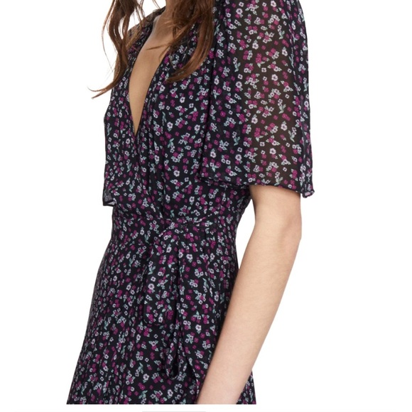 The Kooples Wrap Dress Floral Pink and White Small Flowers Size 1 Womens - Picture 4 of 15